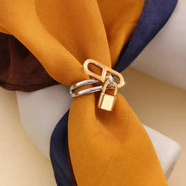 2023新款丝巾扣吊坠两用纯铜镀金高端气质飘带小方巾配饰