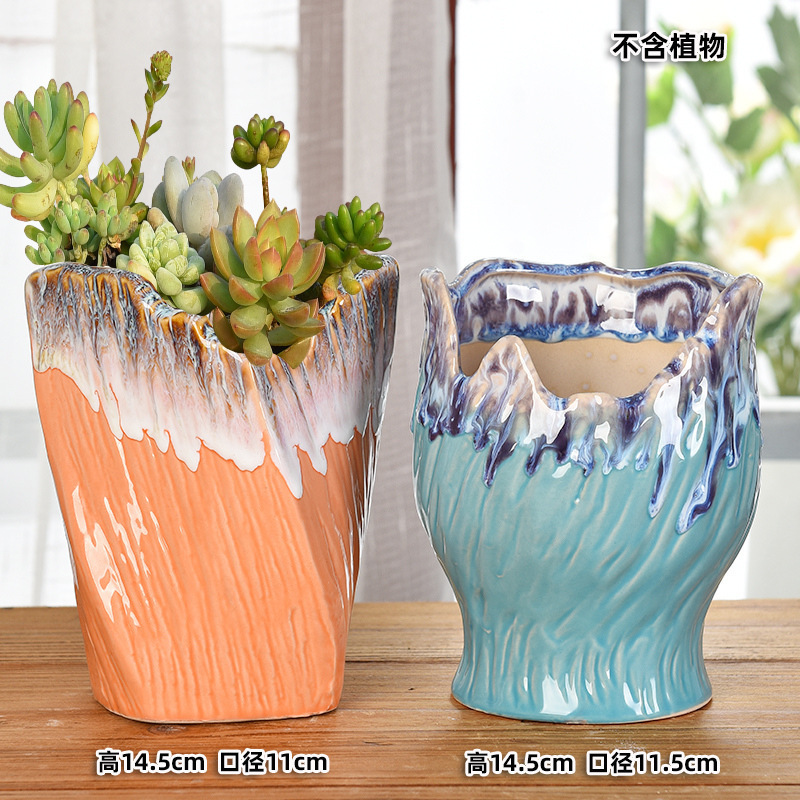 多肉植物の植木鉢卸売セラミック植物粗い陶器レトロ無地焼成紫砂クリエイティブ大小直径シンプルなクロスボーダー|undefined