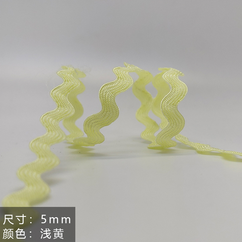 Cinta en forma de S de color de 5mm al por mayor de polipropileno ondulado con marinero de 13 colores con decoración de bricolaje, decoración de olas, cortina de encaje