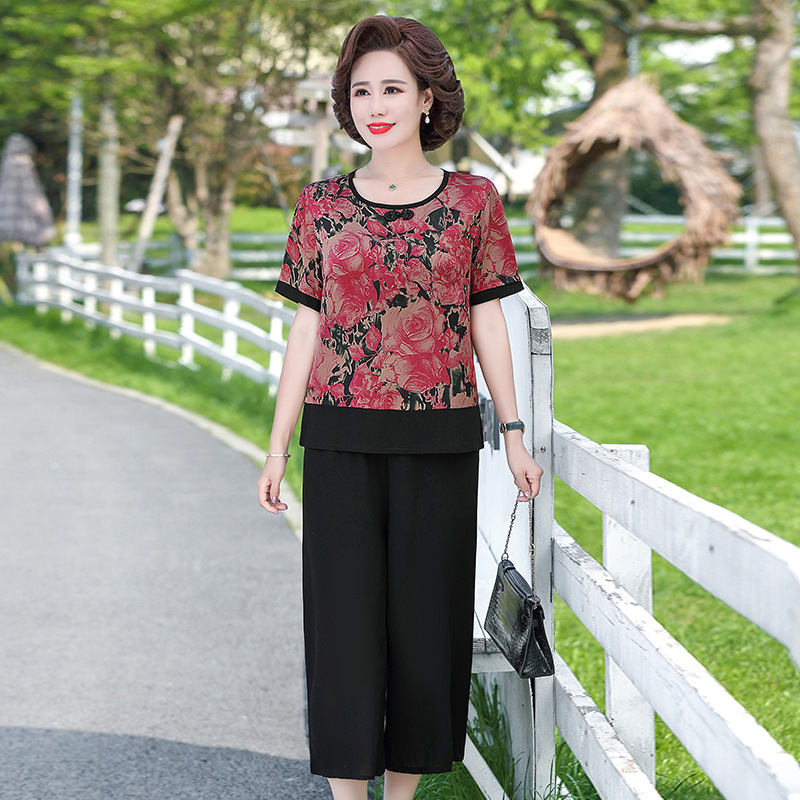 中年妈妈春秋装休闲套装秋季2025新款中老年女春秋休闲两件套印花|undefined