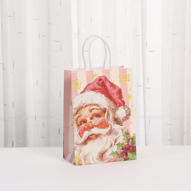 絶妙なファッションクリスマストートバッグピンク包装袋ショッピングバッグクラフト紙袋パーティーキャンディバッグ|undefined