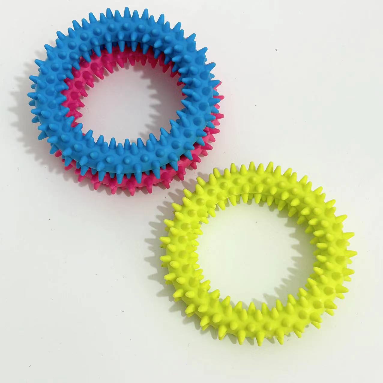Juguete para mascotas perro Thorn anillo monocromo de goma entera Thorn anillo molar juguete oso de peluche perro de juguete