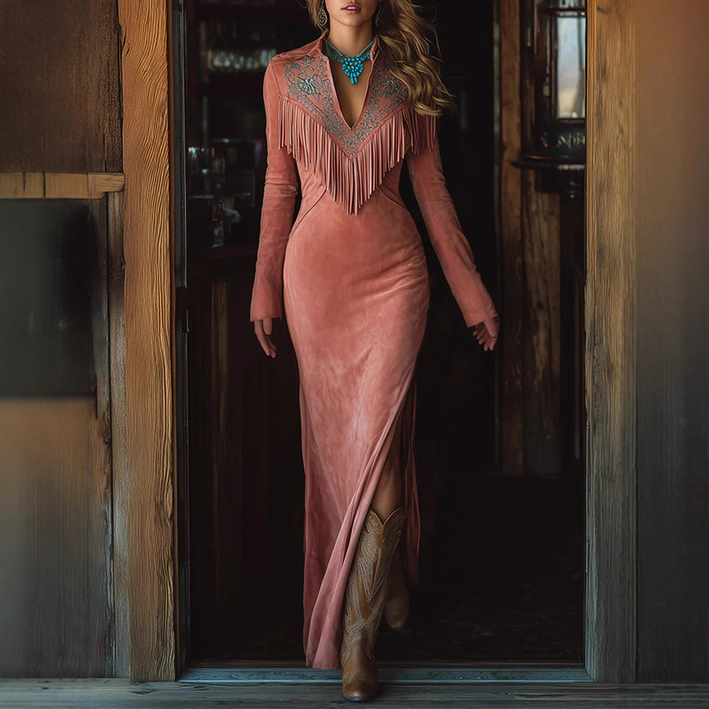 2025 Cross-Border Amazon Autumn and Winter New Long Skirt European and American Independent Women's Dress