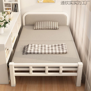 Single Bed for Home Use, Foldable Nap Bed, Rental Room Small Bed, Bedroom Extra Bed, 1.2m Simple Bed, Adult Double Bed