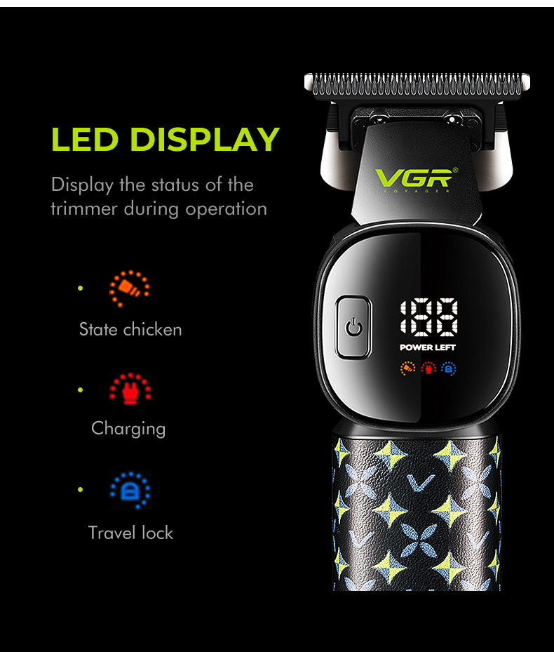 Vgr Professional Electric Hair Clipper For Men With Digital Display_voghion.com