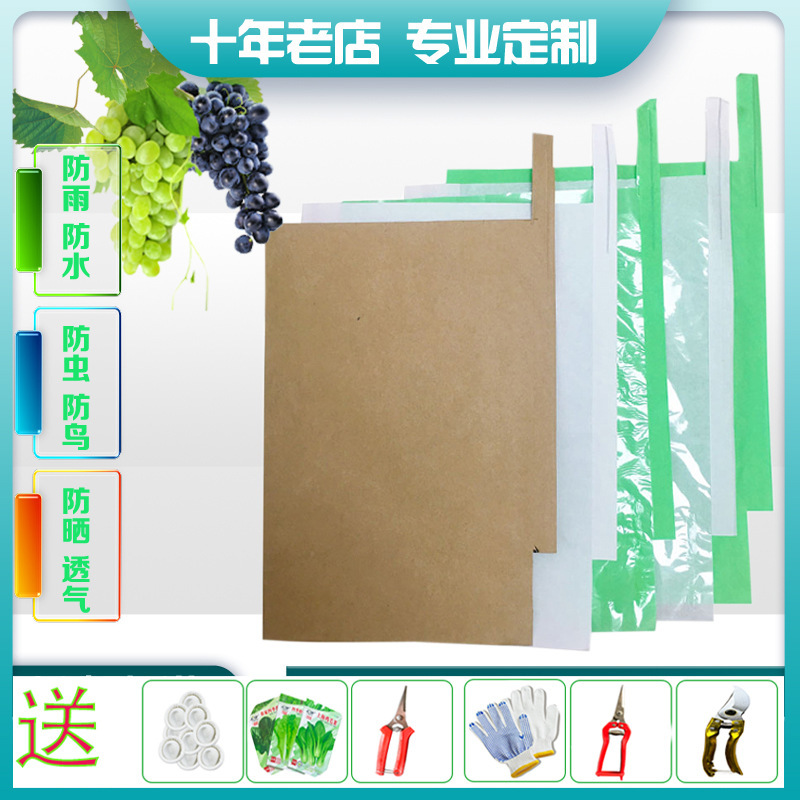 Special Bagging for Grapes, Rainproof, Waterproof, Insect-Proof and Bird-Proof Blue Three-Color Lotus Mist Grape Paper Bag, Loquat Mango, Free Shipping