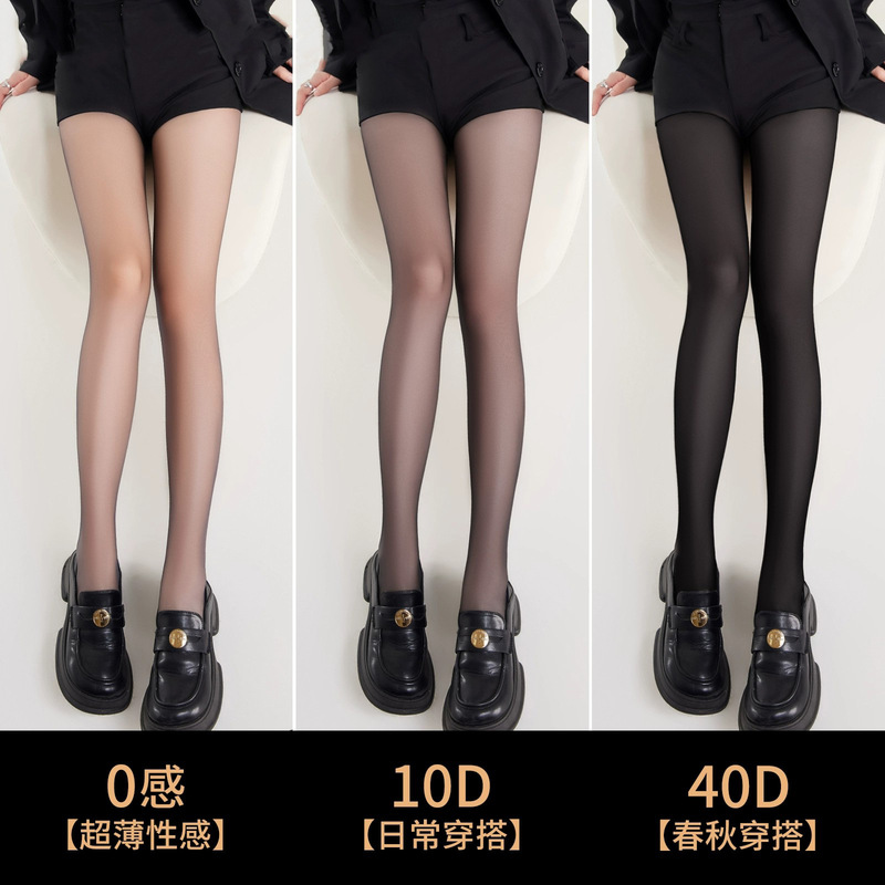 Black Stockings for Women, Spring and Autumn Thin Velvet Anti-Snagging Bare-Leg Effect 0D Ultra-Transparent Black Stockings Sexy Pantyhose