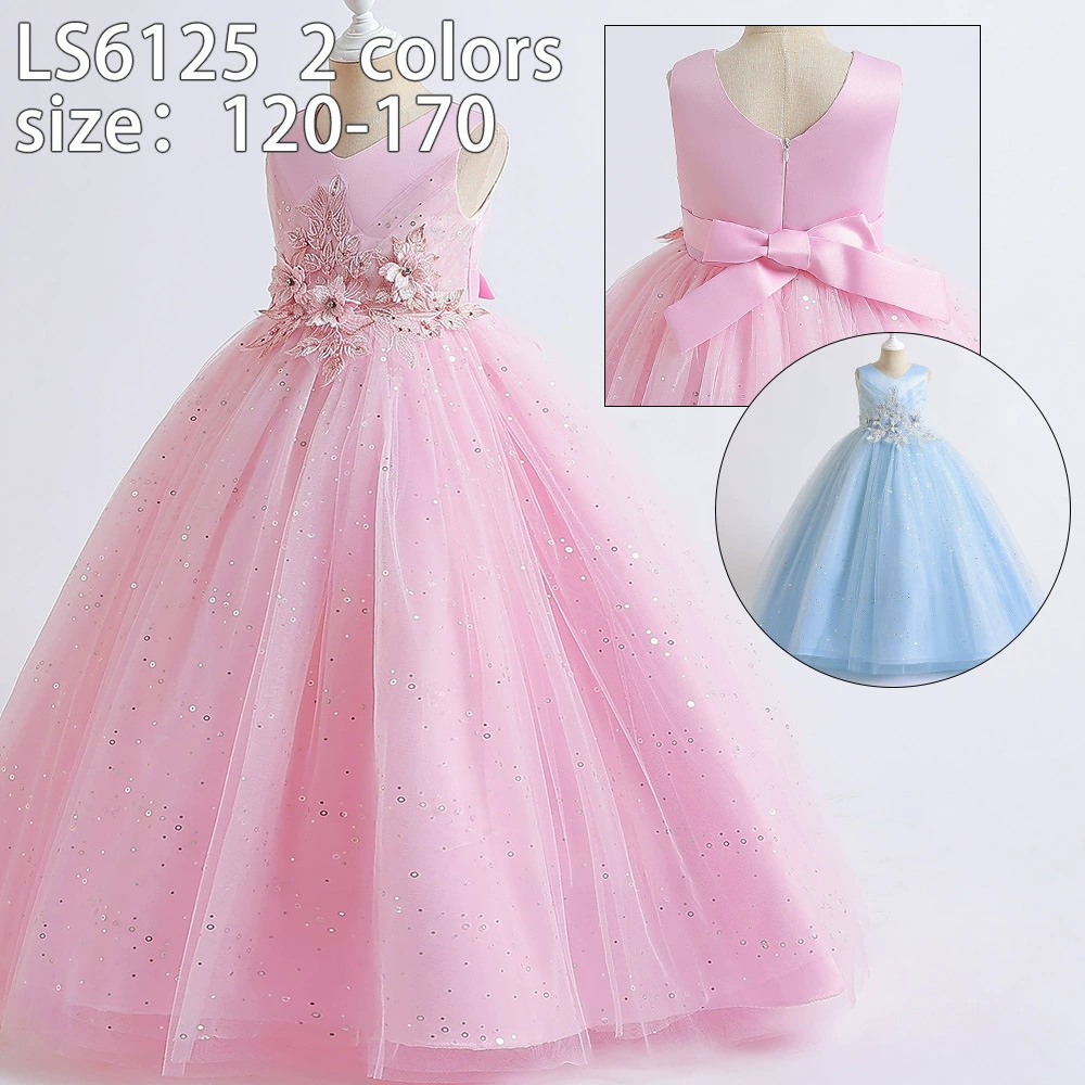 Детское длинное свадебное платье принцессы девушки Фортепианный костюм на день рождения хостинг девушки платье европейская и американская детская одежда оптом