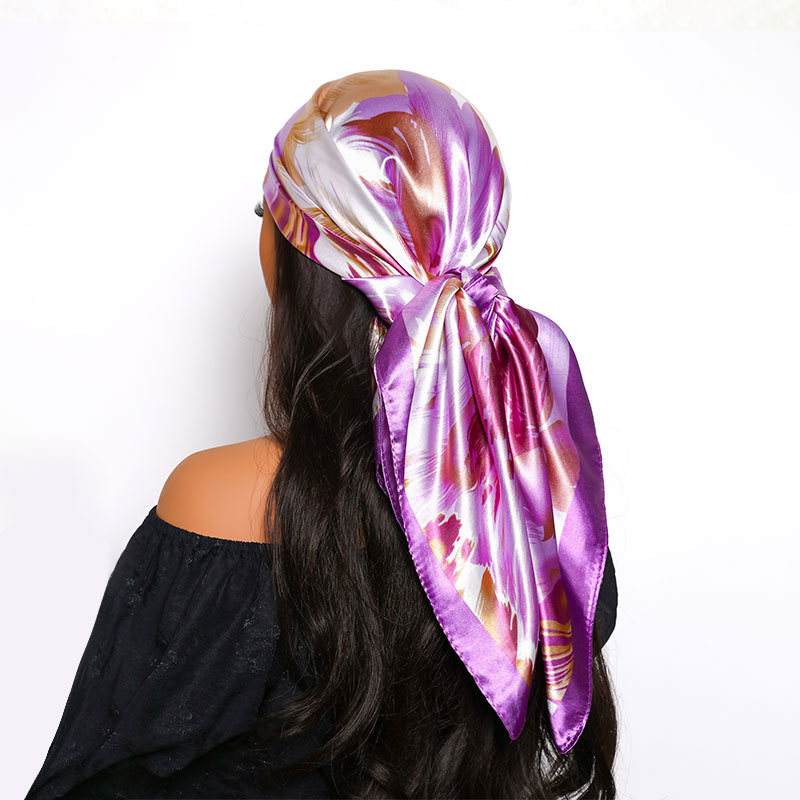 Square Satin Silk Scarf Trendy Versatile Shawl For Women_voghion.com