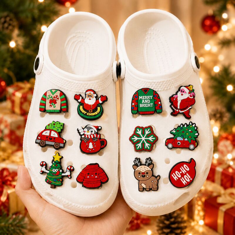 Cross-Border New Christmas Series Clog Shoe Charms Cartoon Shoe Buckles Pvc Soft Rubber Shoe Buckle Accessories Wholesale