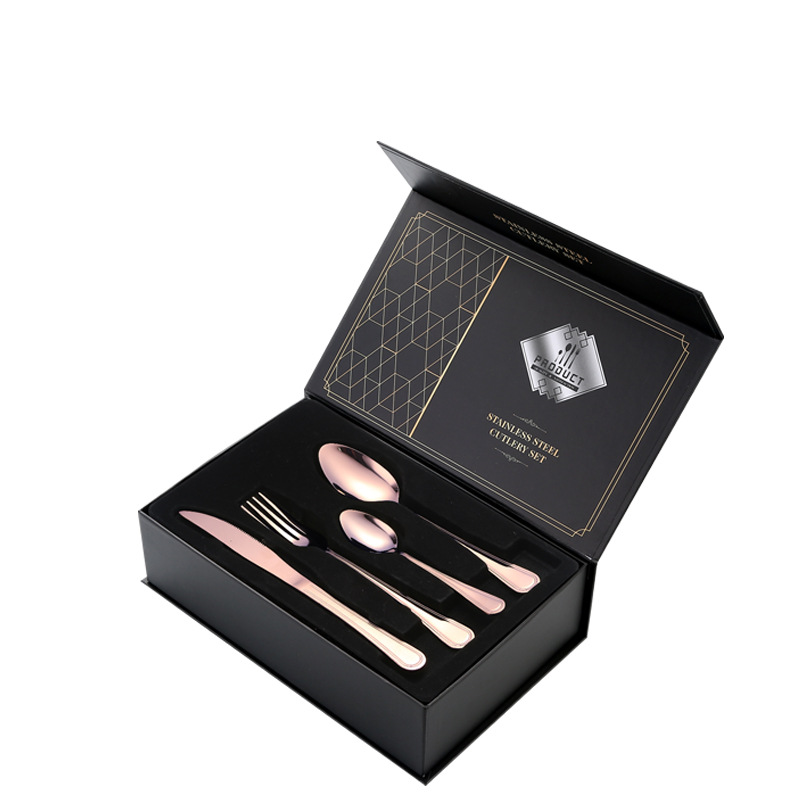 Productos de explosión transfronterizos de Amazon cuchillo de acero inoxidable conjunto de cuchillos y tenedores 16 / 24 piezas conjunto de cubiertos de comida occidental de doble línea