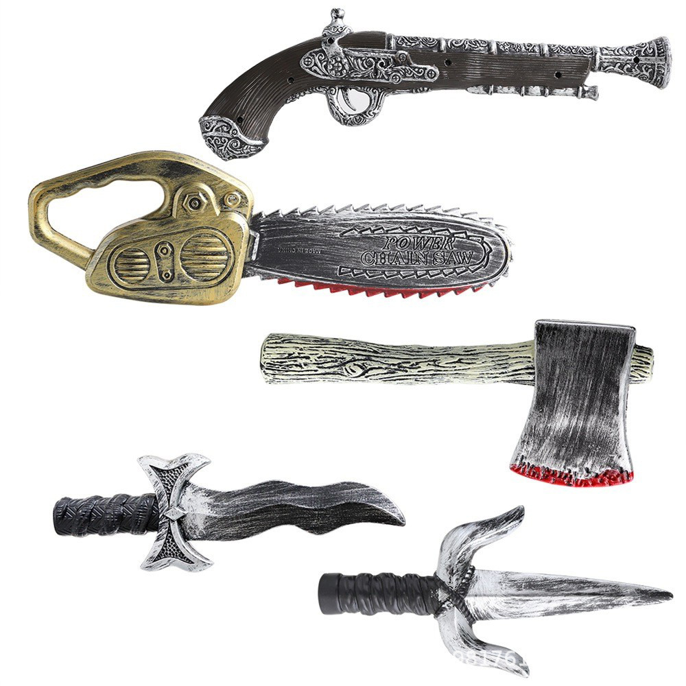 Halloween accesorios hacha hechicería decoración atmósfera juguetes pujas armas piratas plástico simulación motosierra
