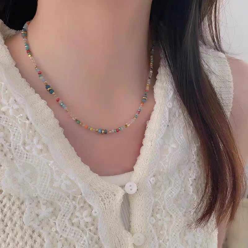 ドーパミンカラー水晶天然石ビーズネックレス気質甘美で清新で優しい女性鎖|undefined