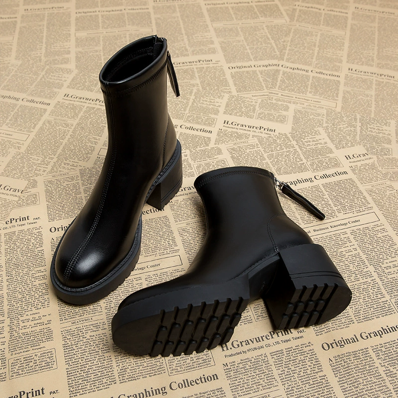 Ботинки Martin на высоком каблуке для женщин 2023 осень и зима Новые ботильоны на массивном каблуке в Корейском стиле зимняя женская обувь маленькие ботильоны