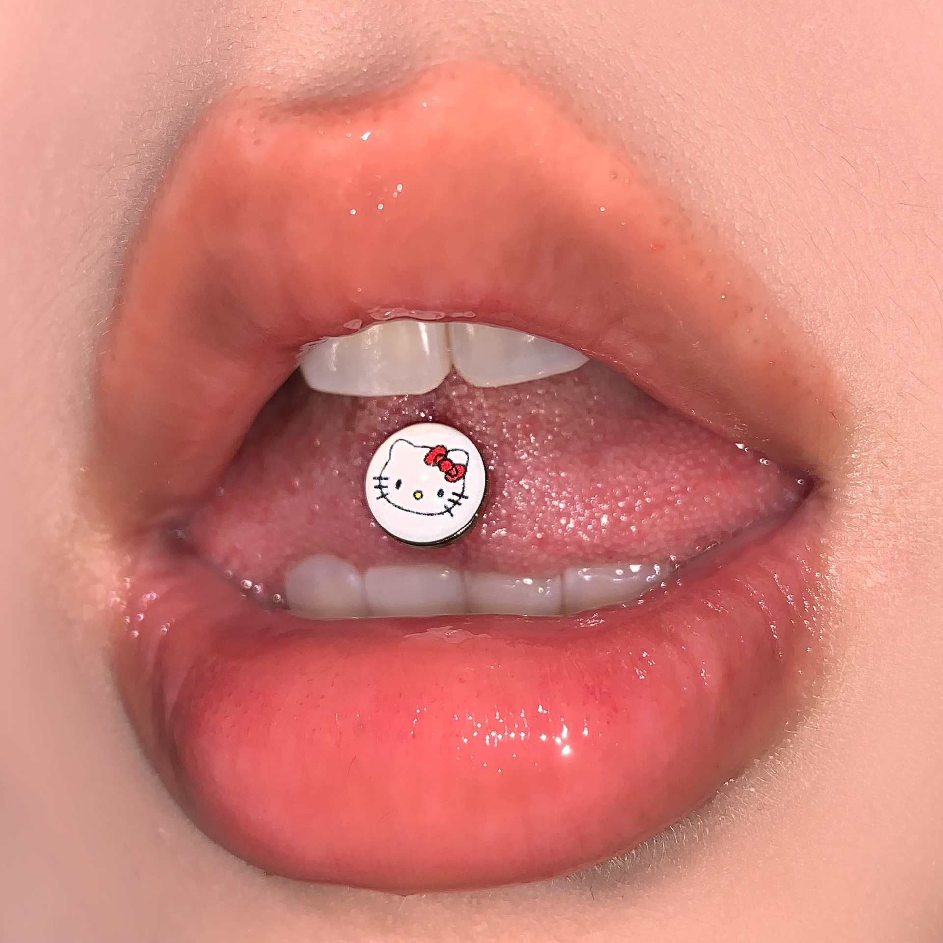Labret stud lip piercing jewelry styling detail