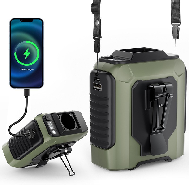 Nuevo gran ventilador de cintura al aire libre acampado larga duración de la batería de gran capacidad perezosa portátil pequeño aire acondicionado USB carga