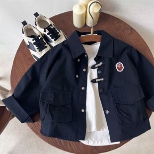 Children's Clothing Kidsren's Shirts 2025 Spring & Fall New Products for Boys and Girls Large Flap Pocket Pants Jackets Shirts Baby Personalized Versatile Jackets