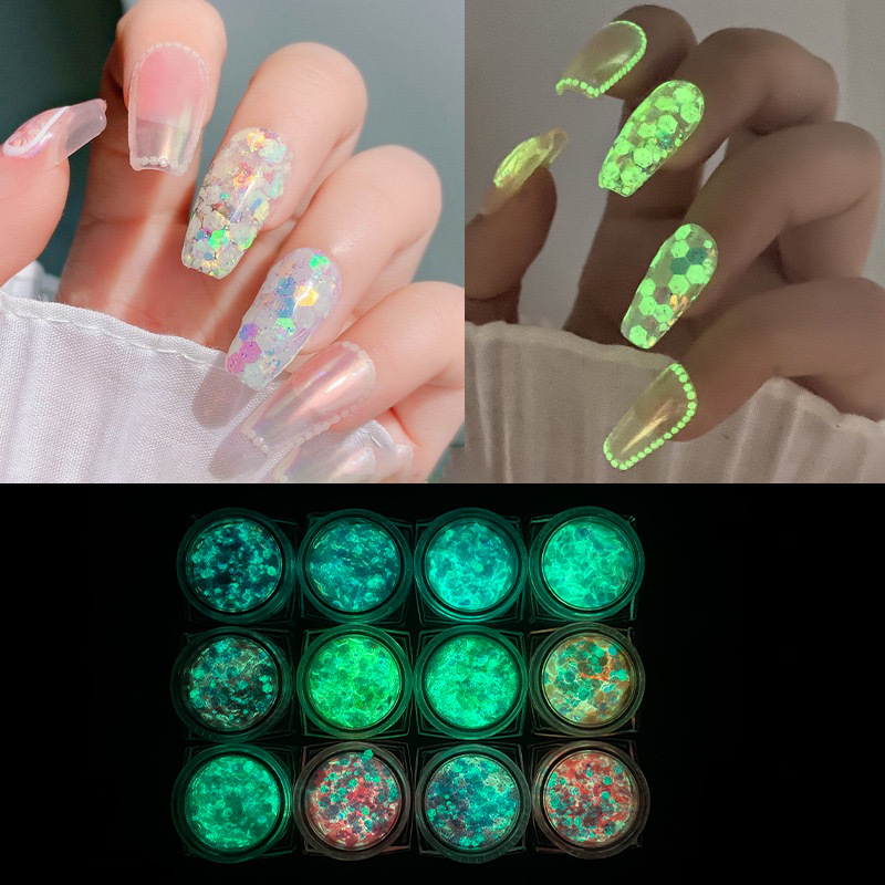 Cross-Border Luminous Sequins Glitter 12 Colors Mixed Sequins DIY Handmade Glue Flow Linen Sequins Stage Luminous Sequins