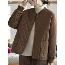 菱格轻薄棉服女夹棉外套宽松大码休闲保暖百搭秋冬季棉衣