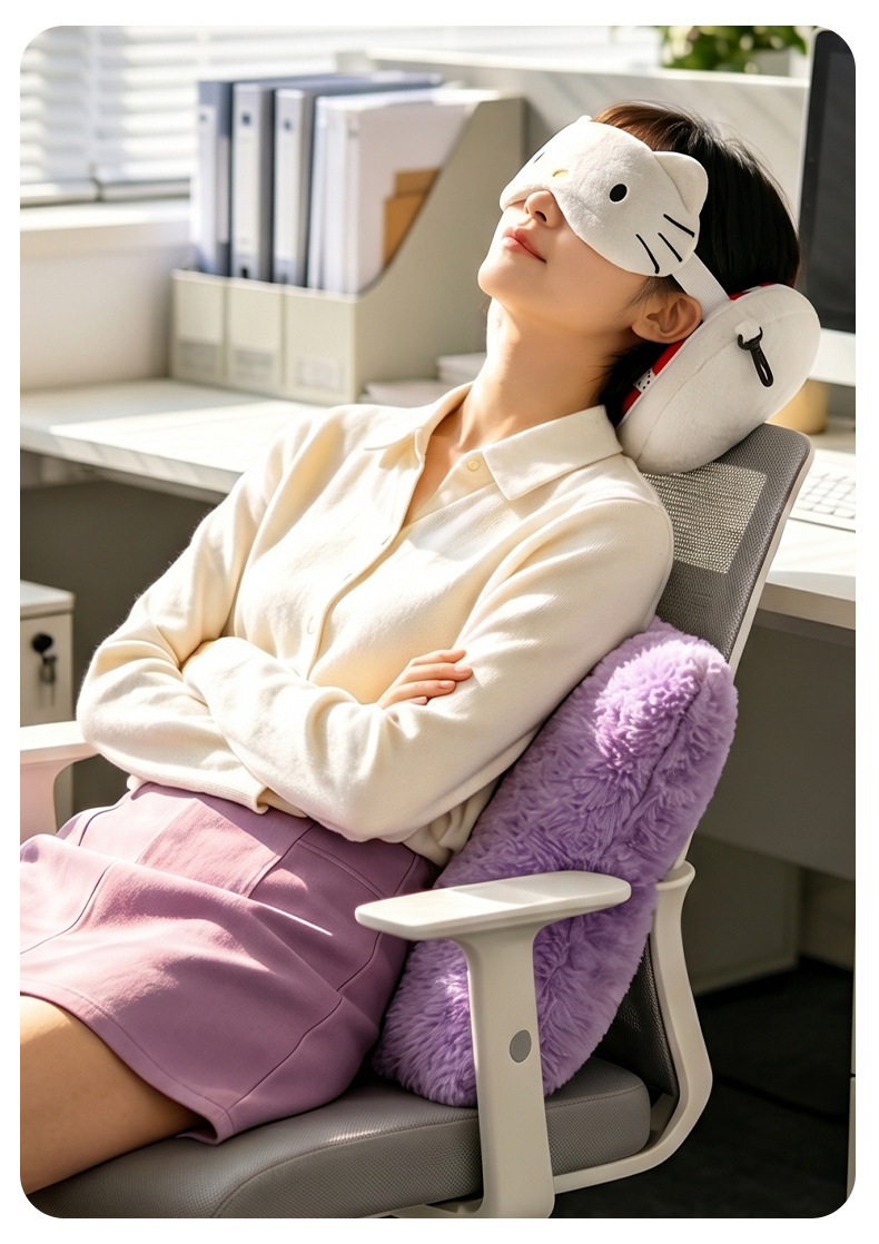 Sanrio Neck Pillow Travel Portable Folding Pillow Eye Mask Office Nap Sleeping Gadget Business Trip Car Headrest Neck Protector
