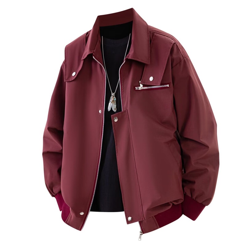 American-style burgundy jacket, men's spring/autumn suit, trendy and stylish, paired with jeans, suitable for export American-style burgundy jacket, men's spring/autumn suit, trendy and stylish, paired with jeans, suitable for export