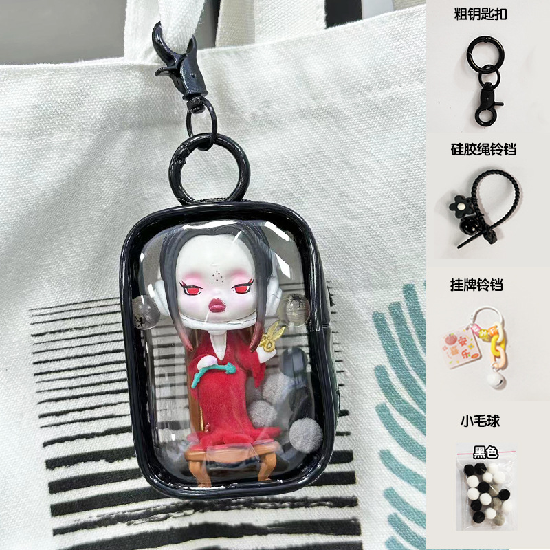 Bubble Mart Baby Walking Bolsa de pvc de hueso de goma de alta permeabilidad Bolsa de almacenamiento de pantalla de caja ciega transparente cerrada