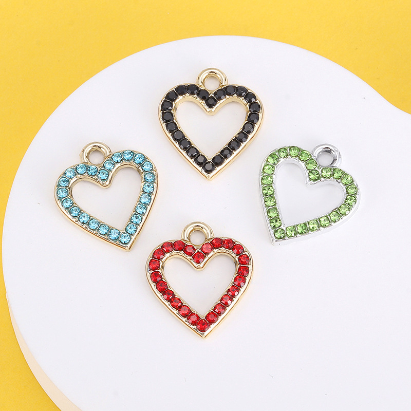 Love Accessories Pendant Peach Heart Pendant Cross Border with Diamond Alloy Jewelry Accessories DIY Earrings Bracelet Necklace Material