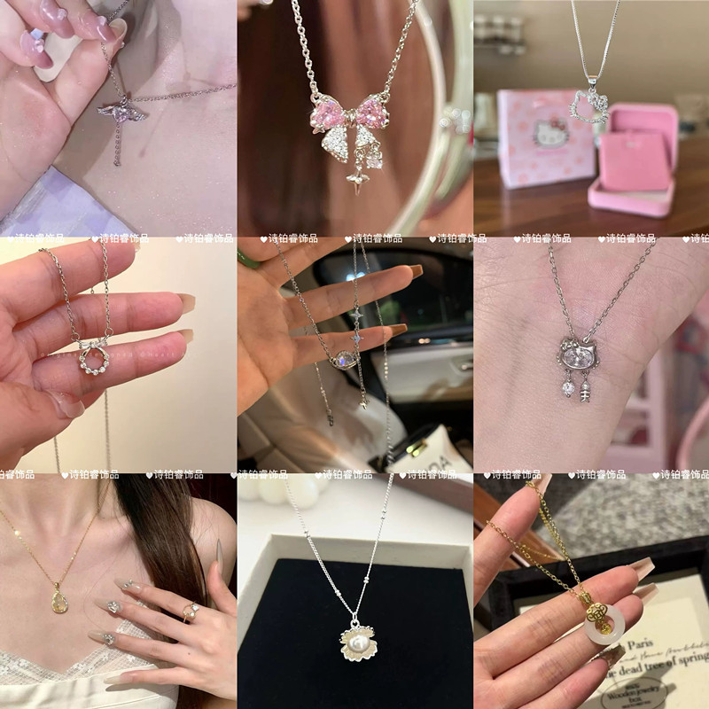 Cross-Border Style Clavicle Chain Heart Pendant Necklace Fashionable Heart-Shaped Pendant Necklace Cross-Border Style Clavicle Chain Heart Pendant Necklace Fashionable Heart-Shaped Pendant Necklace