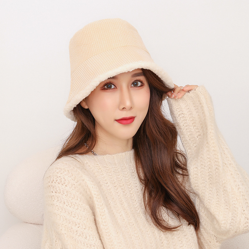 Sombrero de pescador Otoño e Invierno PANA estilo coreano de las mujeres de moda artística de lana de cordero invierno cálido sombrero suave niña cuenca sombrero