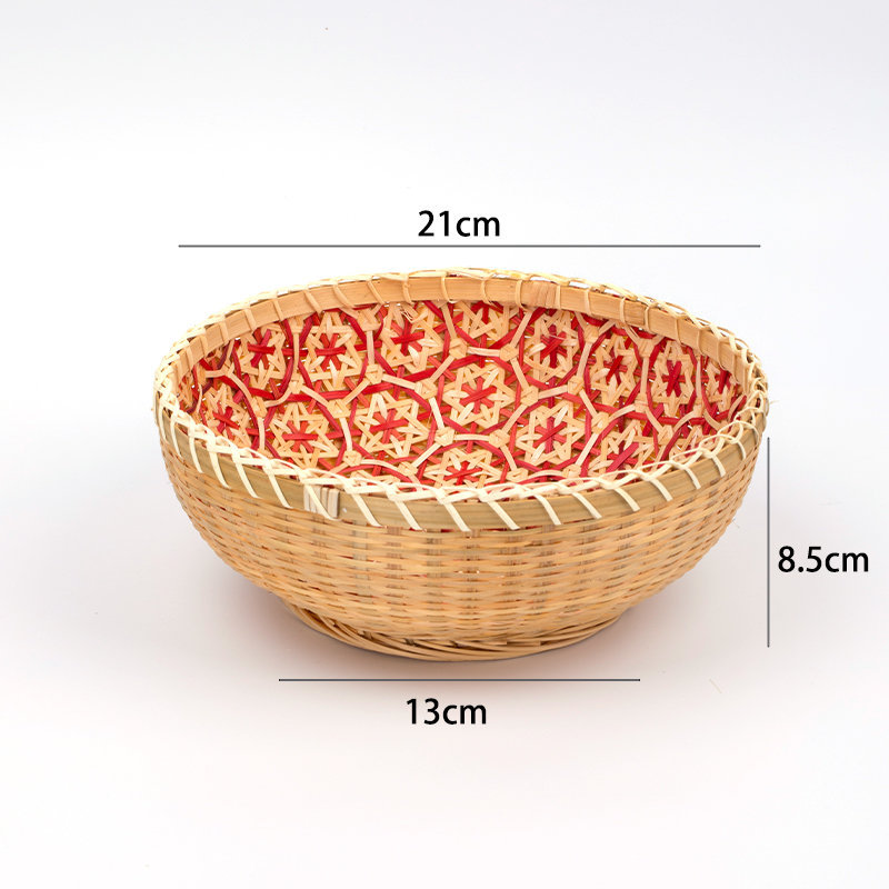 Cestas de pan al vapor de bambú trenzado cestas de almacenamiento casero bocadillos hechos a mano mesa redonda hueca pastoral sala de estar hogar