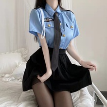 網紅款情趣內衣藍色制服誘惑空姐女警角色扮演女性感套裝一件代發
