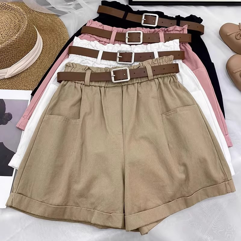 Fashionable and Stylish High-Waisted Work Shorts, New Summer Thin Style, Korean Versatile Style, Floral Rolled Hem Casual Wide-Leg Pants Fashionable and Stylish High-Waisted Work Shorts, New Summer Thin Style, Korean Versatile Style, Floral Rolled Hem Casual Wide-Leg Pants