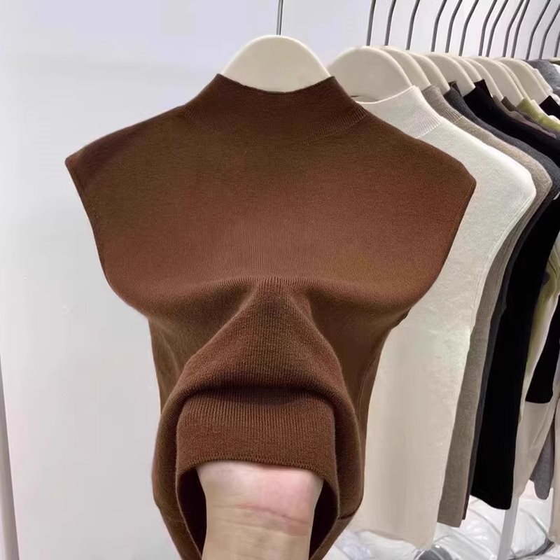 2026 Summer Women's Slim Fit Sleeveless Knit Tank Top with Half High Collar, Versatile and Elegant Base Shirt 2026 Summer Women's Slim Fit Sleeveless Knit Tank Top with Half High Collar, Versatile and Elegant Base Shirt