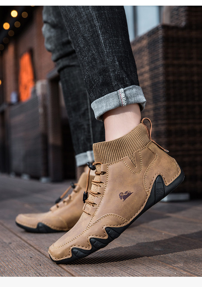Bốt Martin cổ cao unisex dáng thể thao, đế bằng, mũi tròn — C8005 kaki, C8005 màu xám, C8005 màu đen, C8005M kaki lót nhung chi tiết 22
