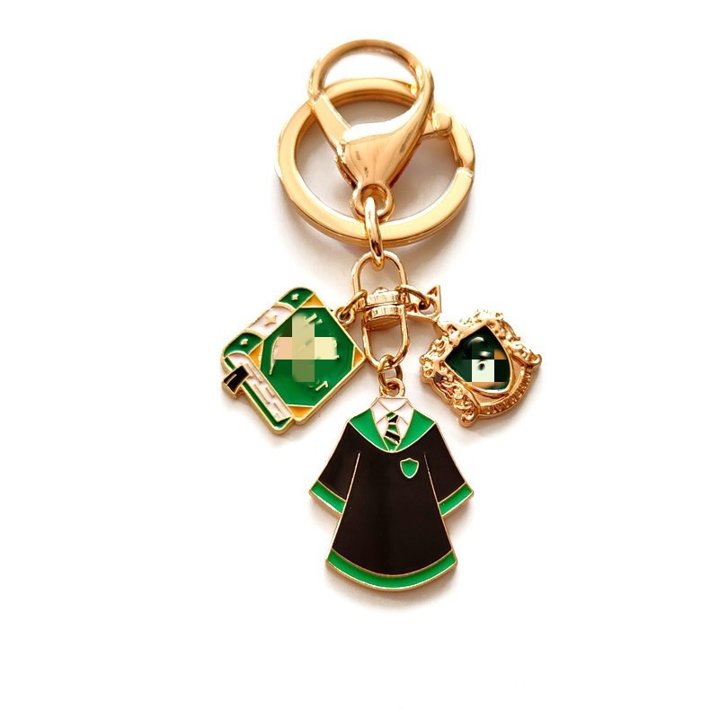 Temporada de graduación pequeños regalos de dibujos animados Harry mágico llavero logotipo academia insignia libro uniformes escolares colgante mochila