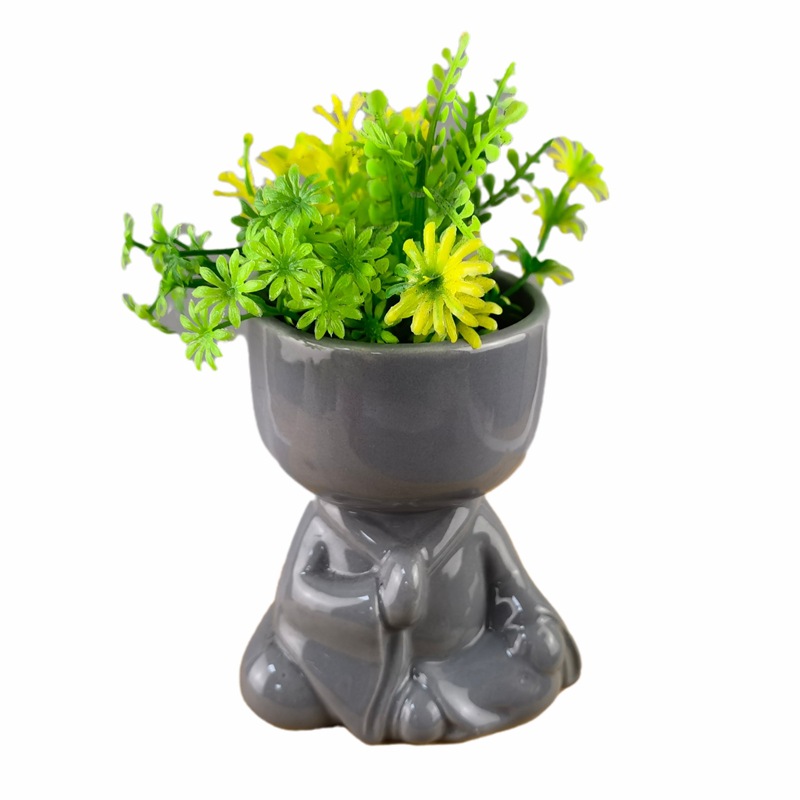 Maceta de flores de cabeza de Buda moderna y simple, maceta de plantación de flores de cerámica de forma humana, decoración de estatuas de Buda, maceta artesanal