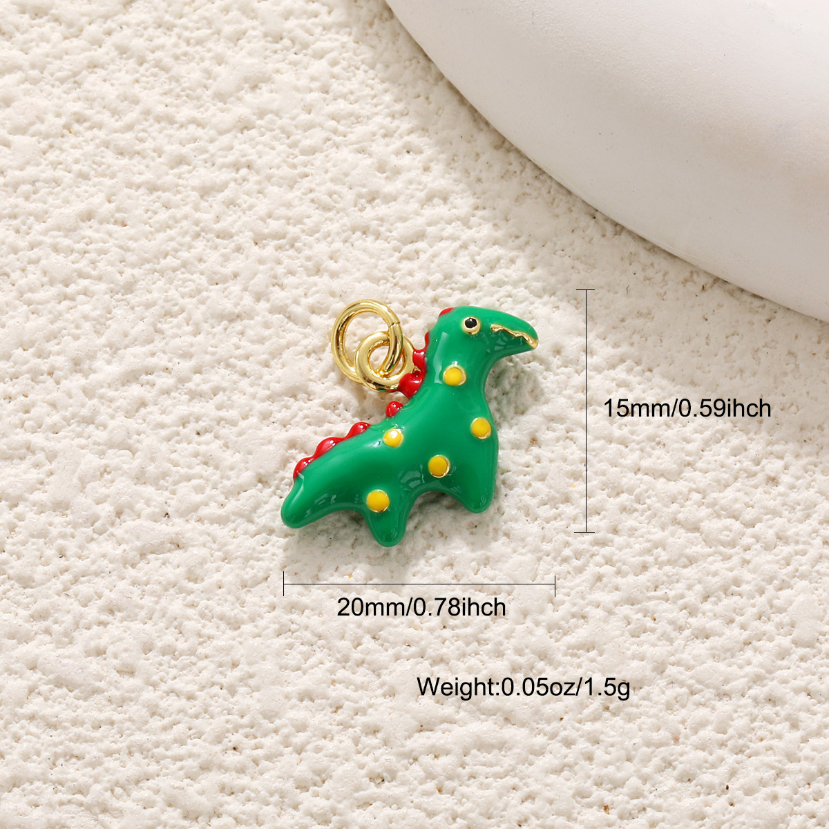 3g Weight Pendant Jewelry Making Type Charms Classification 1 Piece Quantity Copper Material Dinosaur, Cat Pattern All Seasons Season Polished Finish Enamel Design Cute Style 1 Piece Copper Dinosaur  Cat Polished Pendant Charms 15