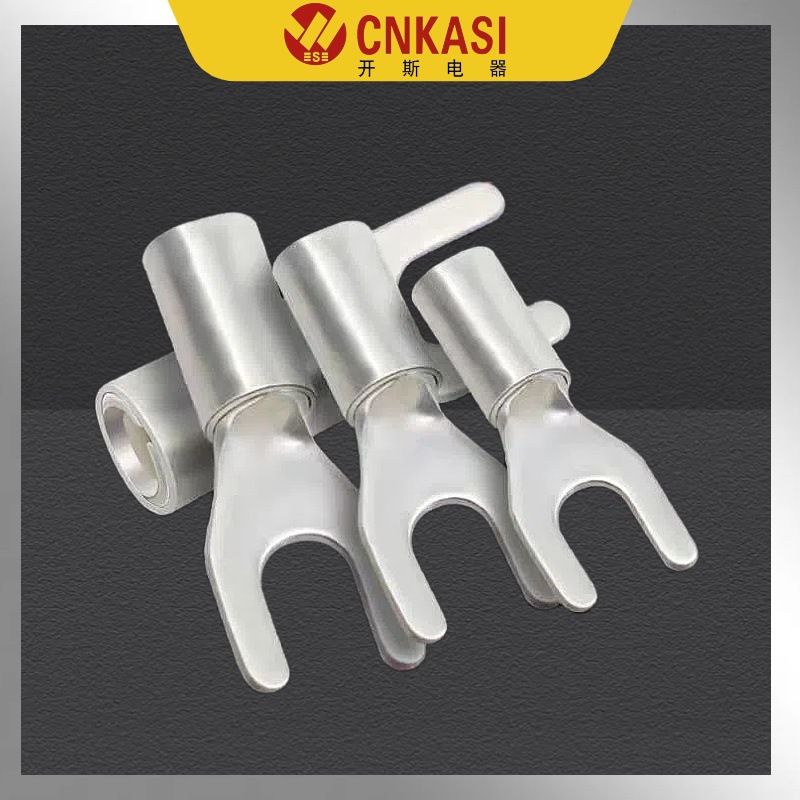 JC series marine cold crimp terminals, silver-plated copper, bare terminal, fork-shaped U/Y copper spade, national standard crimping wire ear