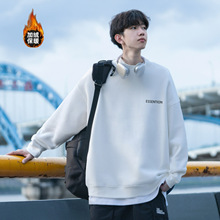 高品质华棉复古美式印花圆领卫衣男新款高街潮宽松情侣装ins外套