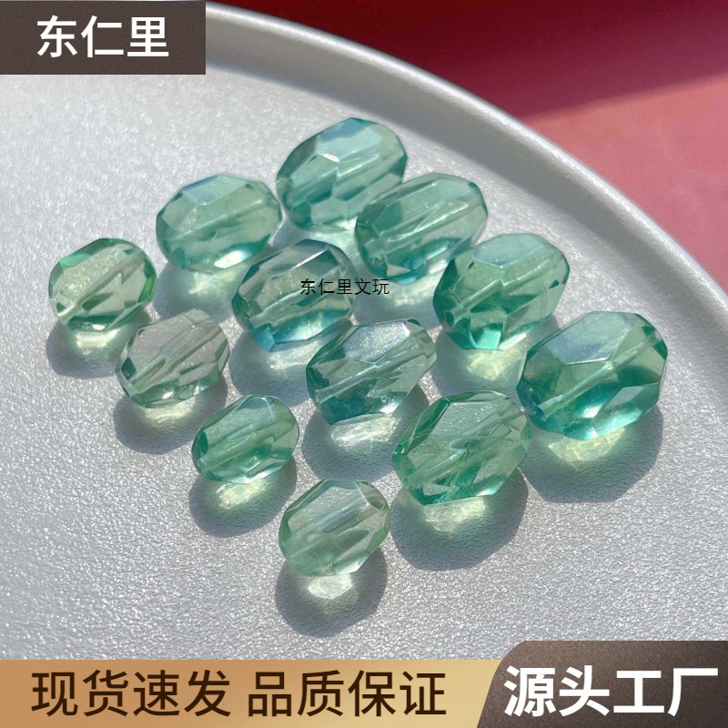包邮水晶配饰绿萤石散珠子大颗粒不规则刻面配珠水晶手串饰品批发|undefined