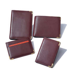 小牛皮卡包证件信用卡名片夹四角边贴金属五金标头层皮护照夹皮套