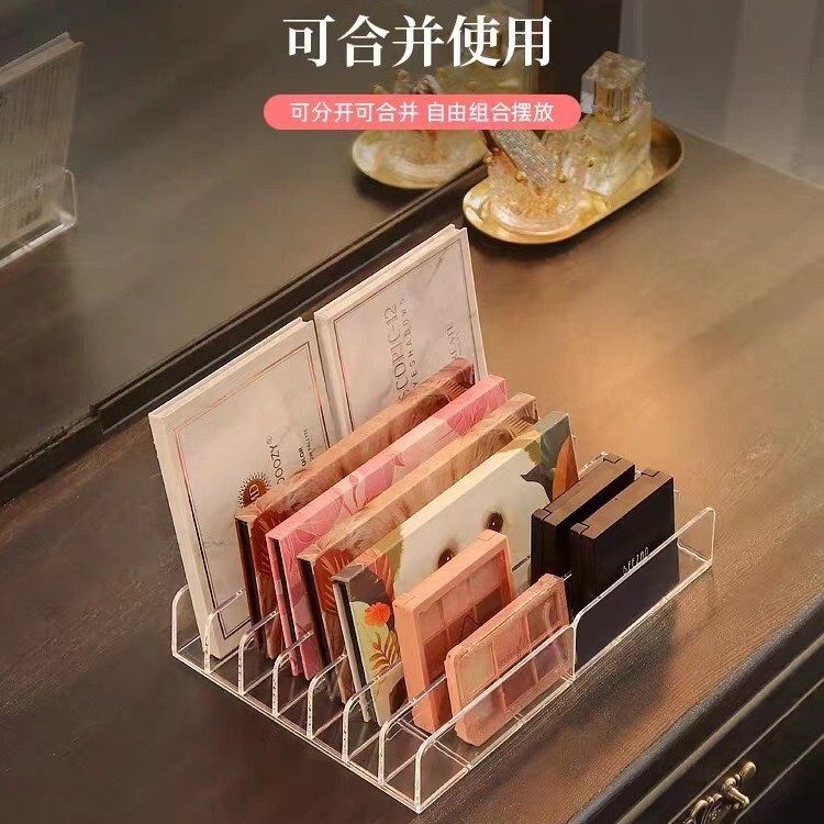 アイシャドー収納ボックスの粉餅の引き出しの仕切りの透明なプラスチックのデスクトップの化粧の頬紅の化粧品の棚|undefined