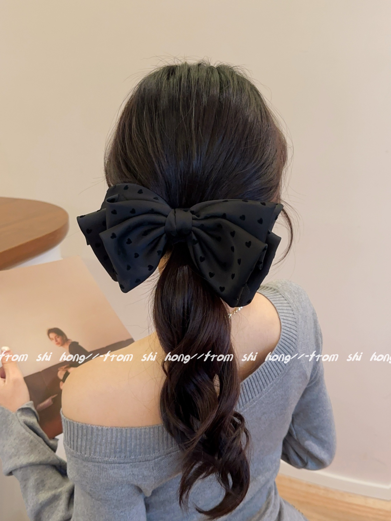 38g Weight Hair Clip Hair Accessories Type 1 Piece Quantity Daily Occasion Cloth Material Heart Shape, Bow Knot Pattern All Seasons Season Women's Gender IG Style, Sweet Style IG Style Sweet Women's Heart Shape Bow Knot Cloth Hair Clip 3