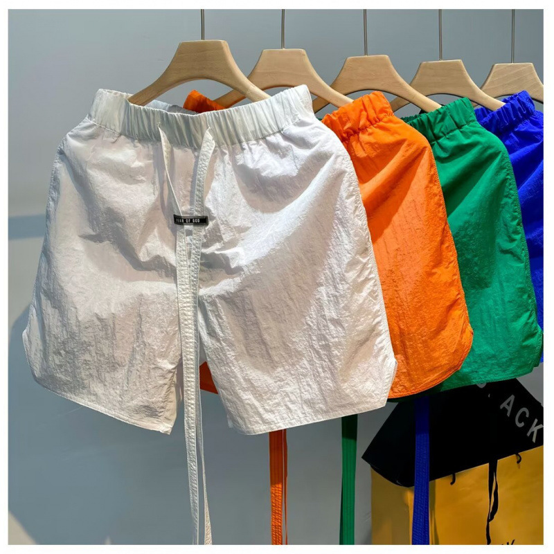 Summer Men's Cotton and Linen Elastic Three-Quarter Shorts Four-Quarter Beach Shorts Trendy Student Solid Color Loose Low-Waist Shorts