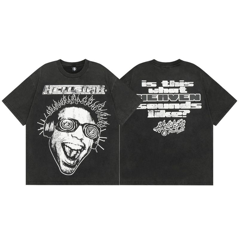 クロスボーダー新しい夏アメリカンレトロ半袖クリエイティブレタープリントルーズトレンディブランド半袖Tシャツトップス男性と女性用|undefined