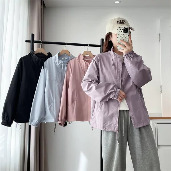 Plus Size Women's Jacket Stand Collar 2025 Summer Jacket Fat mm Cardigan Trendy Cool Simple Versatile Jacket 2192