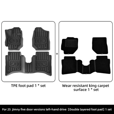 Car-Specific Environmentally Friendly and Dirt-Resistant – Modelə uyğun ayaqaltı - 25-suzuki-jimny-jimny-double-layer-abrasion-resistant-king-floor-mats-left-hand-drivefive-door-version