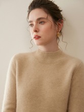 羊绒衫女100%纯羊绒半高领女士时尚内搭套头宽松保暖打底针织衫