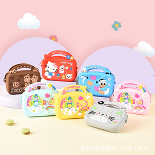 Spot Cartoon Silicone Handbag Hello Kitty Children's Mini Cross-Body Bag Silicone Coin Purse Headphone Cosmetics Bag