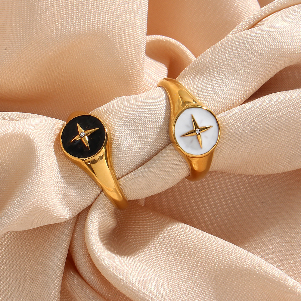 Fashion Wholesale Vintage Drip Compass Disc Stainless Steel Ring